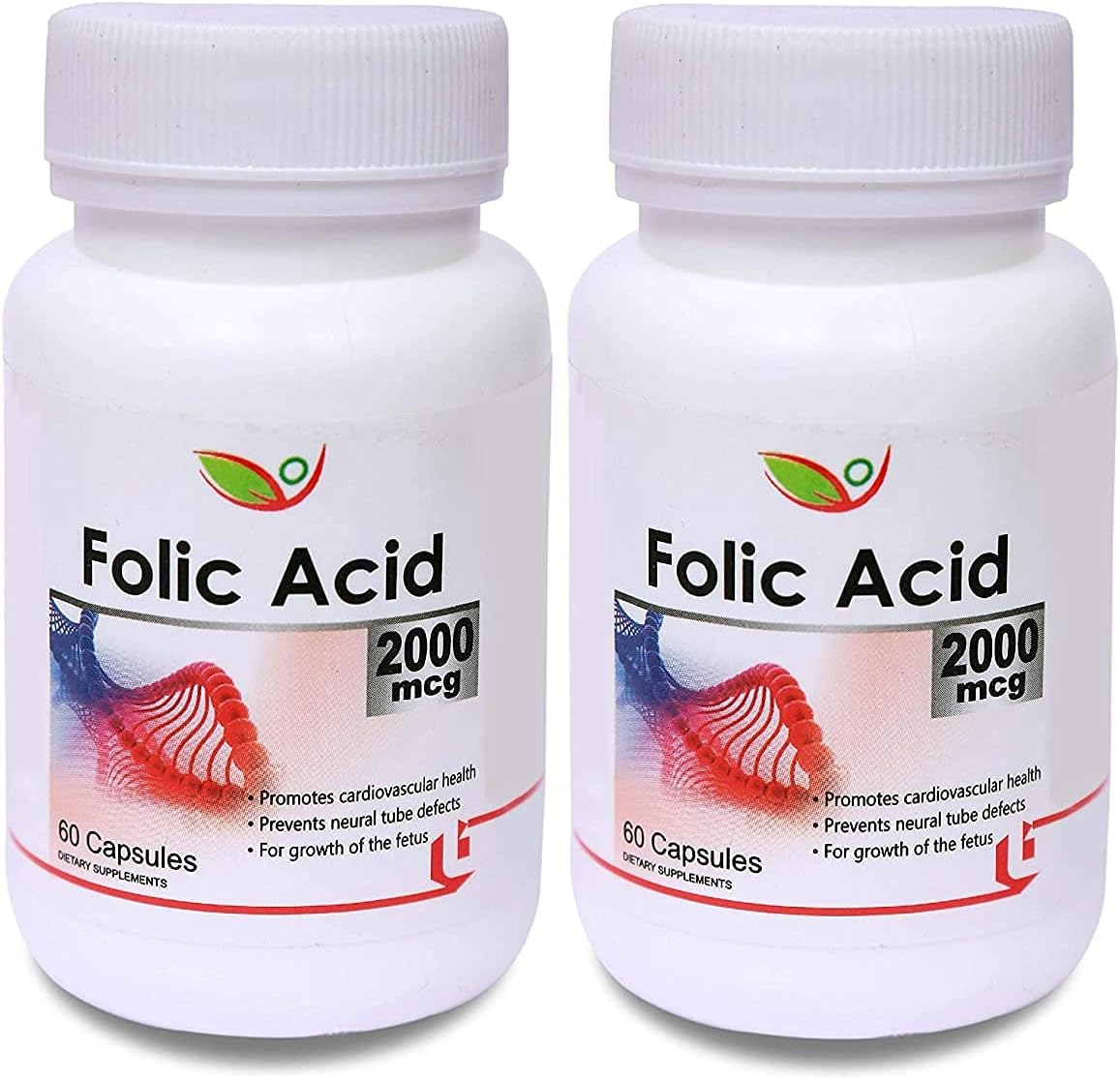 Nutranix VNZ Folic Acid 2000mcg Capsules - 120 Count (2 Pack)