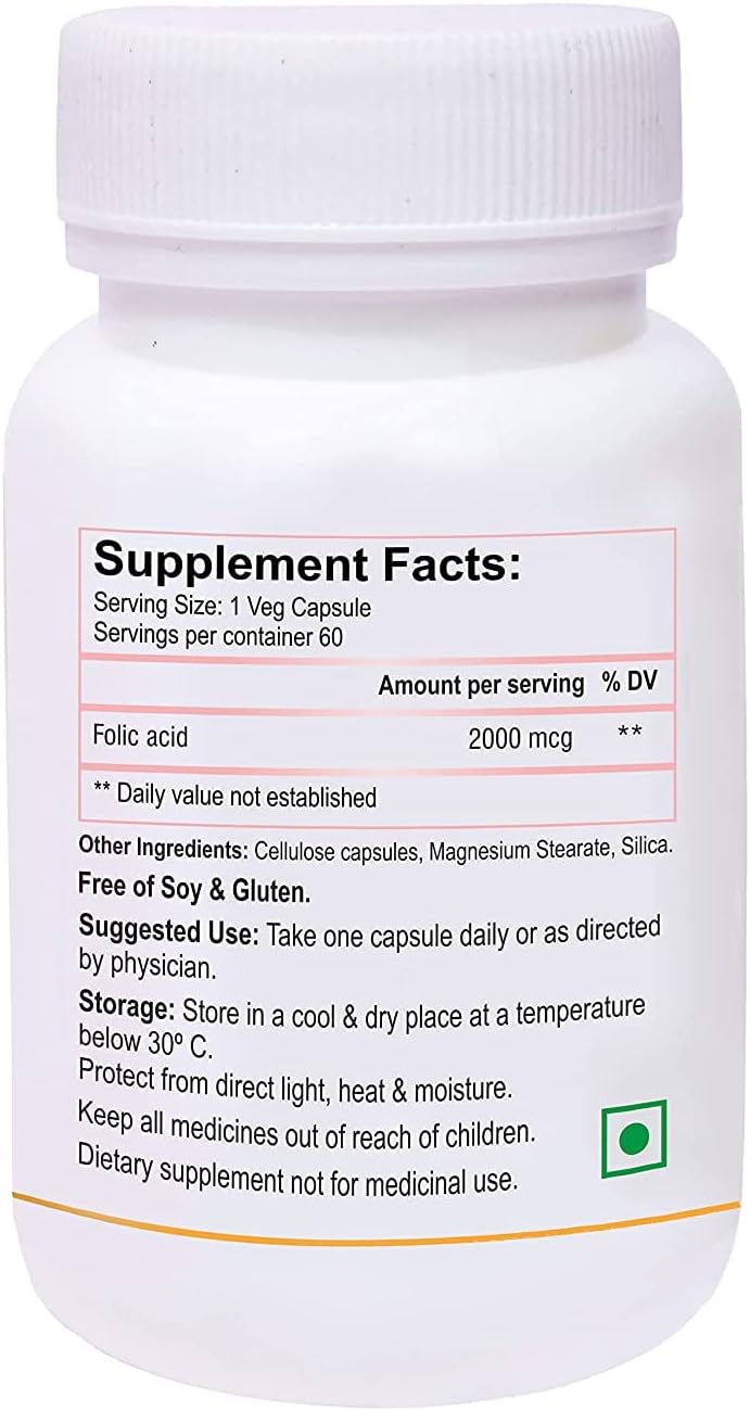 Nutranix VNZ Folic Acid 2000mcg Capsules - 120 Count (2 Pack)