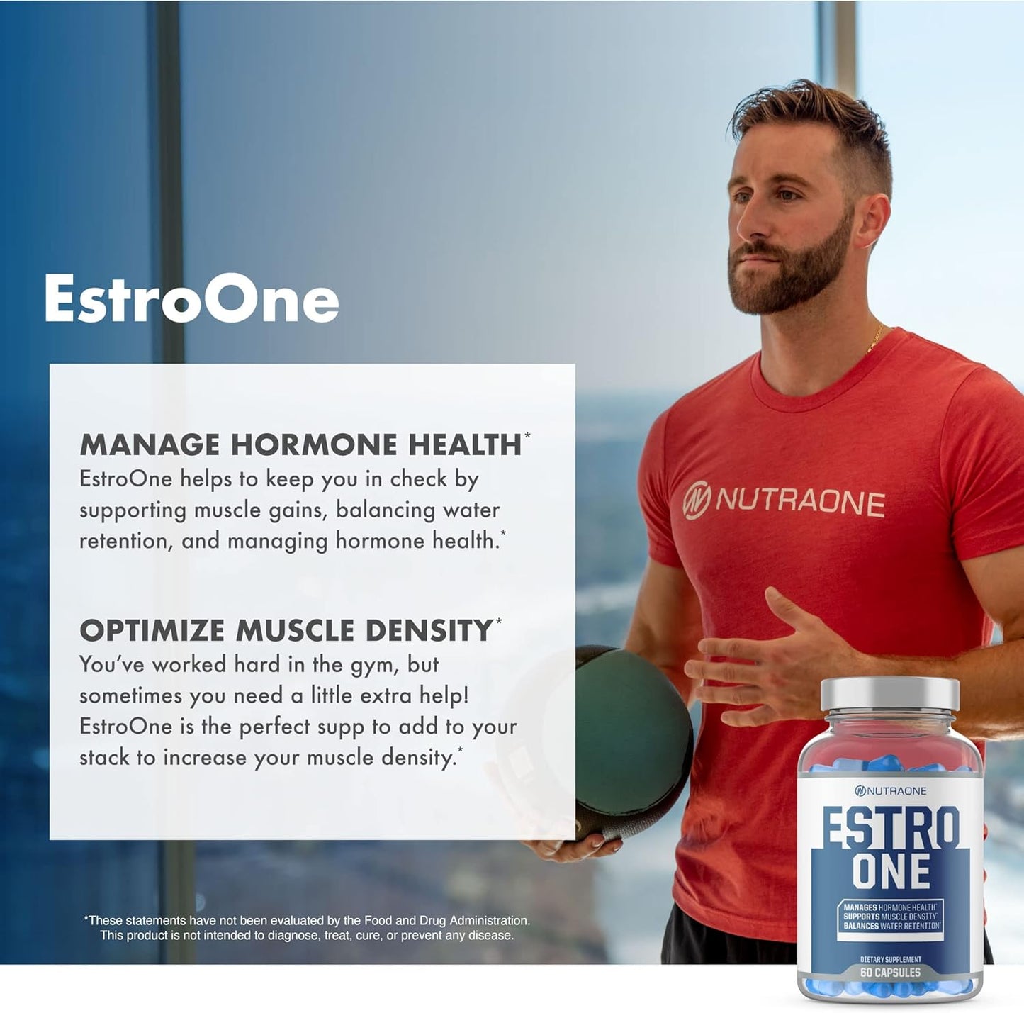 NutraOne EstroOne Hormone Support Capsules for Men - Natural Strength, Mood, and Drive Supplement