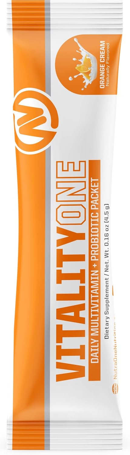 NutraOne VitalityOne On The Go Multivitamin with Probiotics and Enzymes - Orange Cream Flavor - 30 Servings