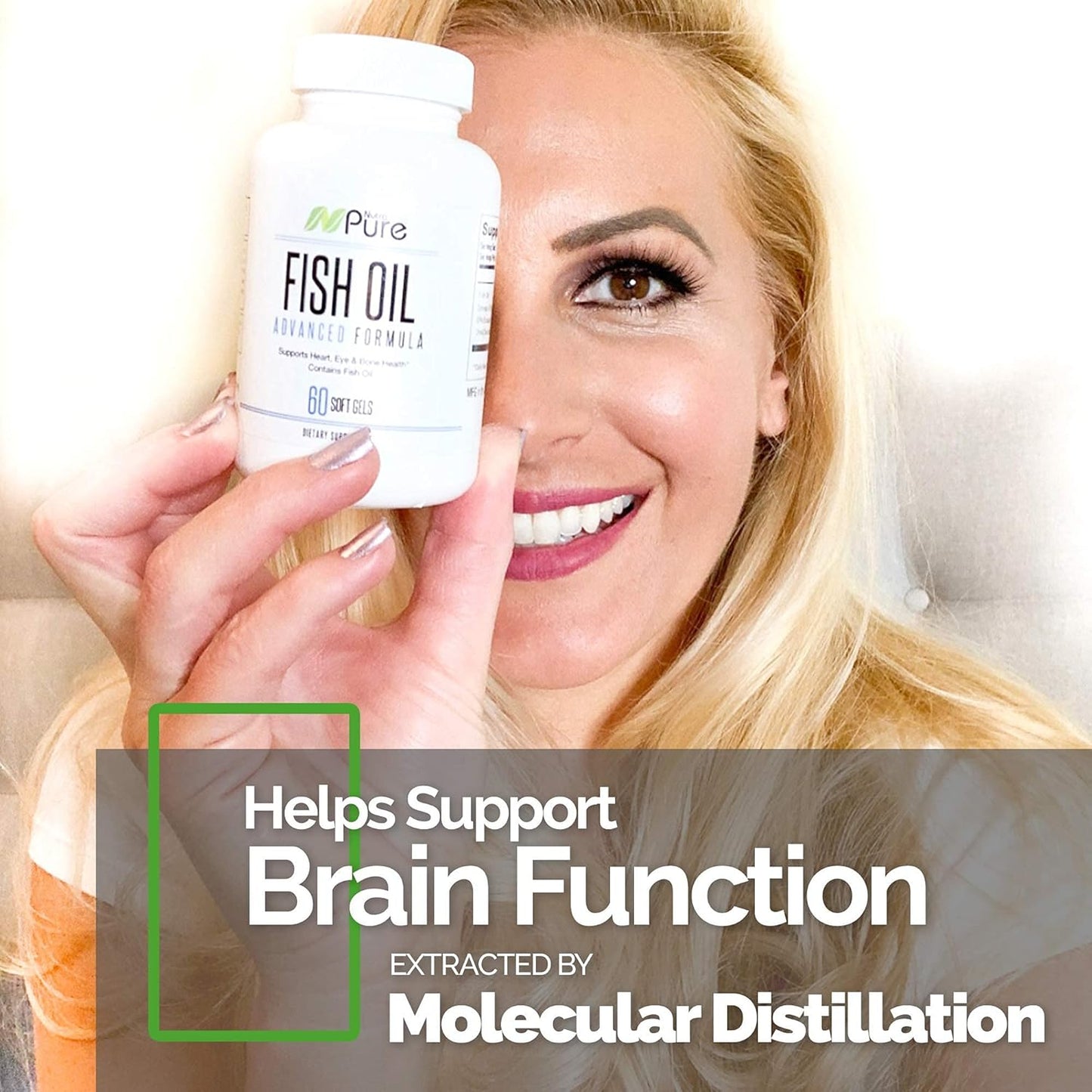 NutraPrice Omega-3 Fish Oil 2000mg Supplement for Heart, Eye, Bone, Joint Health - 60 Soft Gel Capsules, USA Made