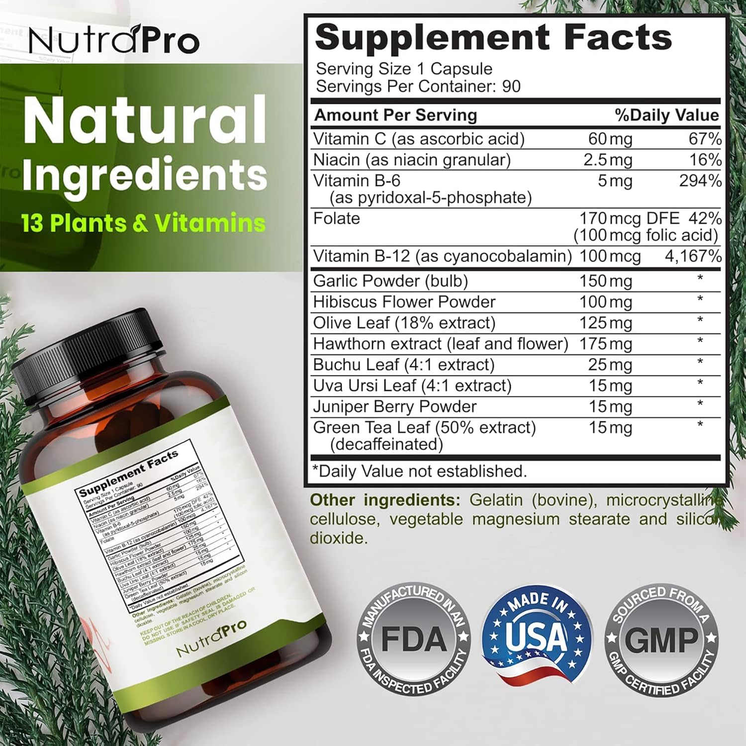 NutraPro Heart Health Supplement - Natural Support for Blood Pressure & Circulation with Hawthorn Berry & Hibiscus - Vitamins for Hypertension & Heart Health