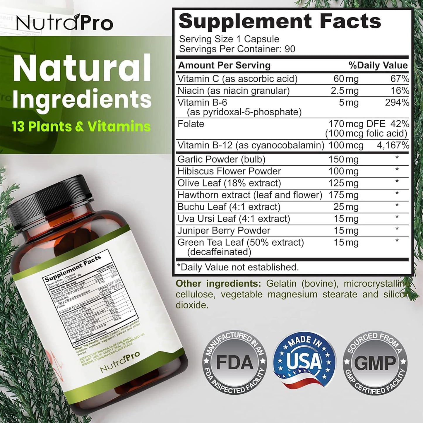 NutraPro Heart Health Supplement - Natural Support for Blood Pressure & Circulation with Hawthorn Berry & Hibiscus - Vitamins for Hypertension & Heart Health