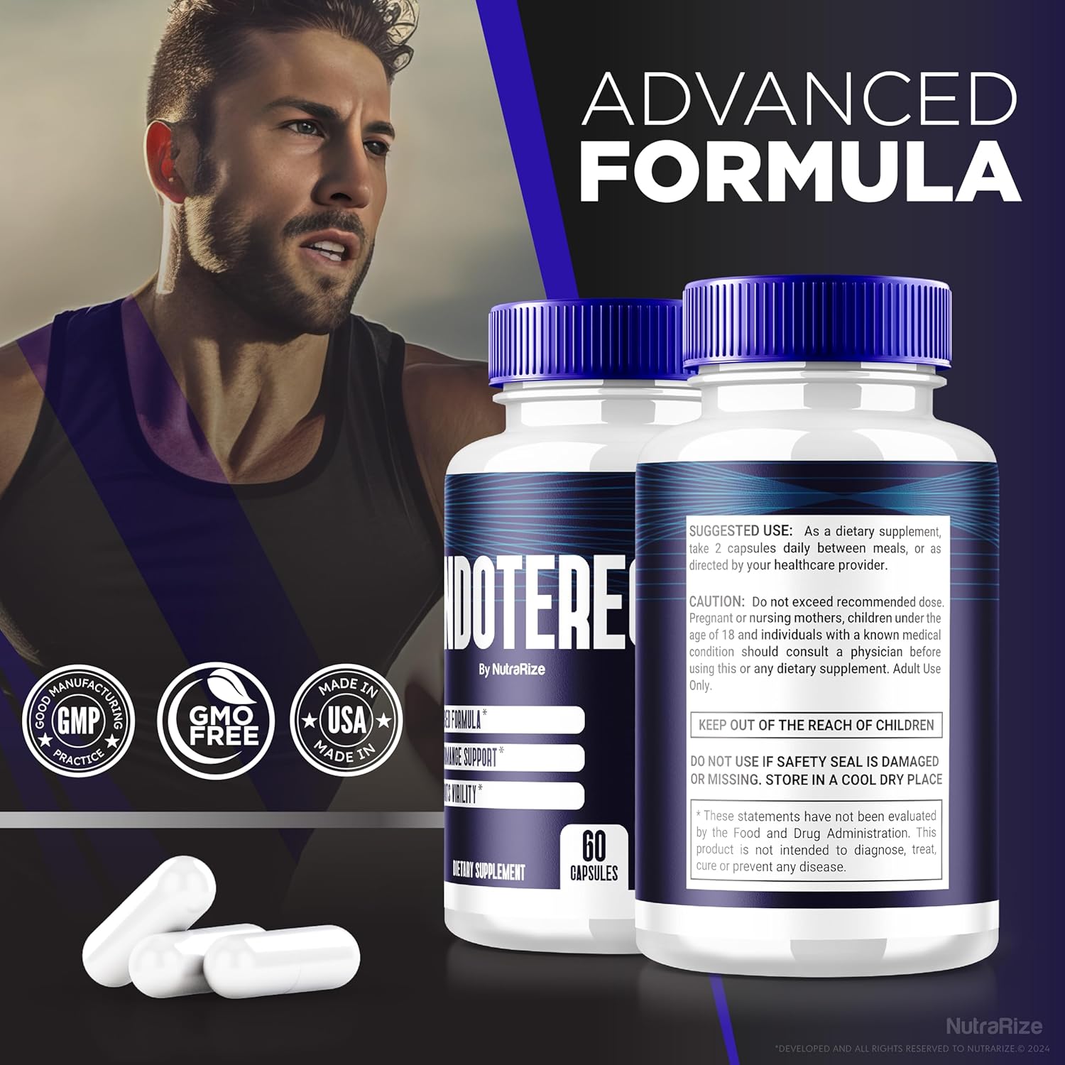 NutraRize Endoterec Pills - Official 3 Pack for Maximum Performance - Natural Support Supplement with Endo Terec Reviews - Boost Confidence and Wellness (180 Capsules)