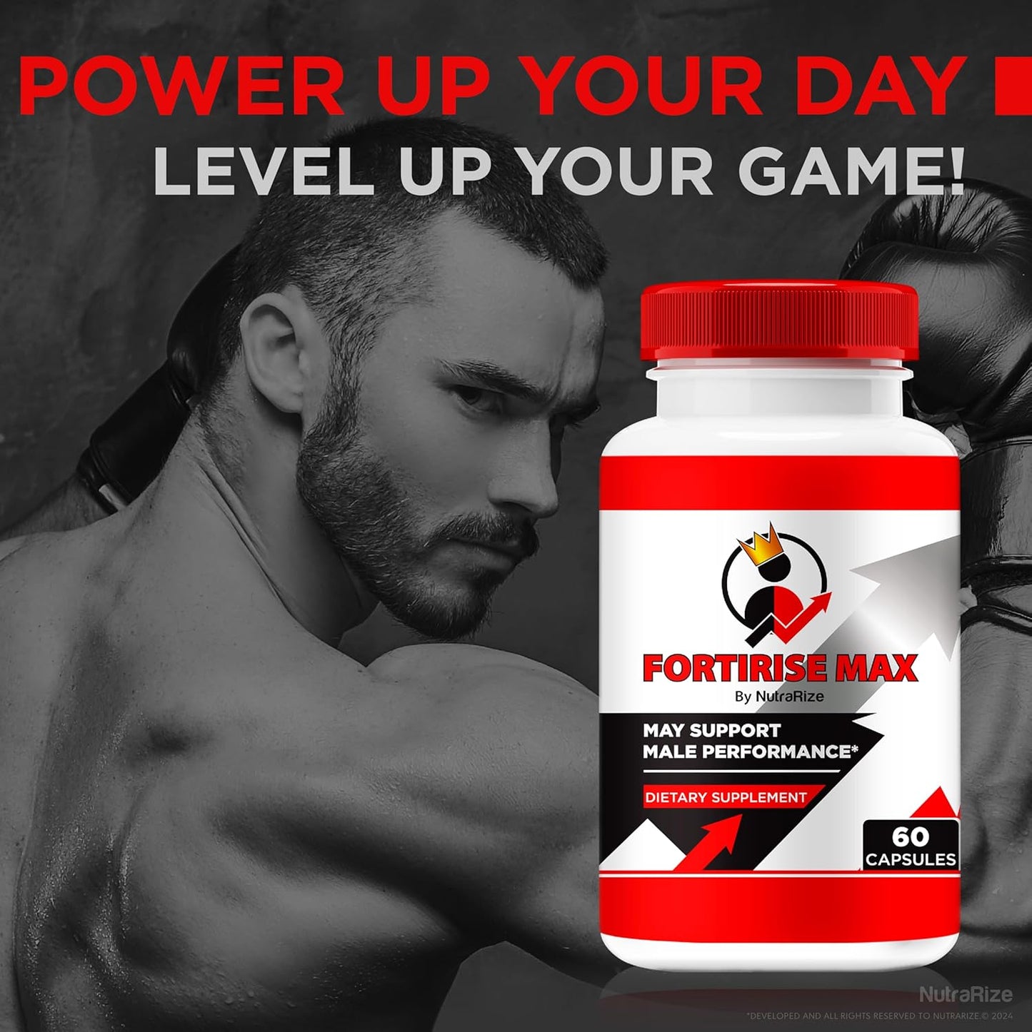 NutraRize Fortirise Max for Men - Natural Stamina & Energy Support Pills (60 Capsules)
