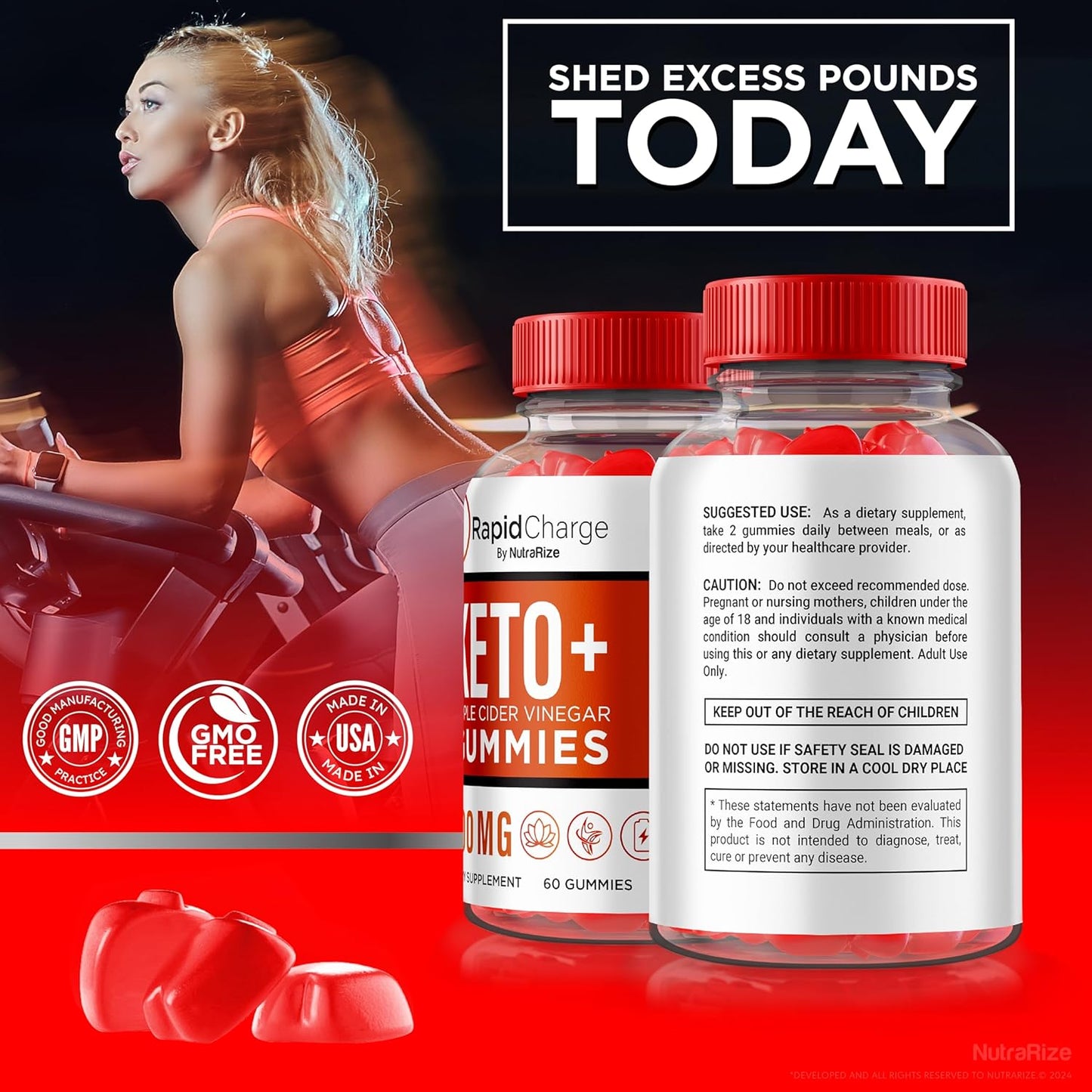 NutraRize Keto + ACV Gummies Pack - Natural Apple Cider Vinegar Formula for Overall Health - 120 Gummies to Support Keto Diet