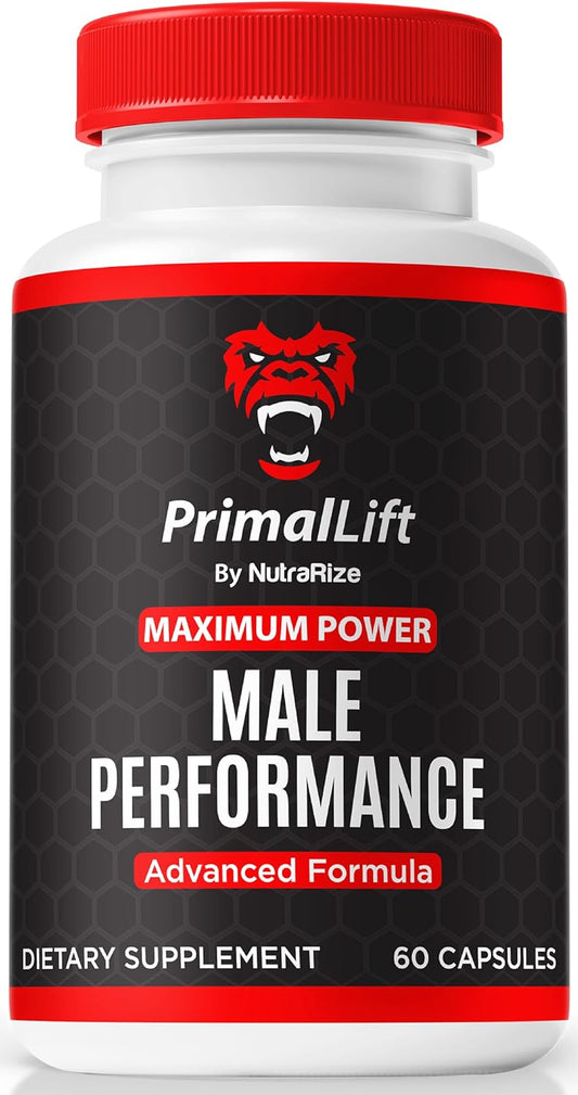 NutraRize PrimalLift Pills for Men - All Natural Male Performance Support (60 Capsules)