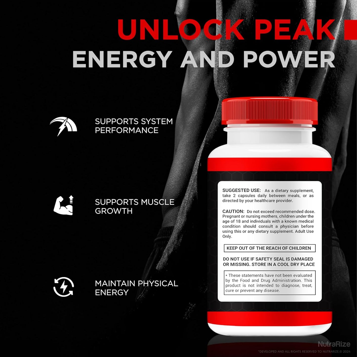 NutraRize PrimalLift Pills for Men - All Natural Male Performance Support (60 Capsules)