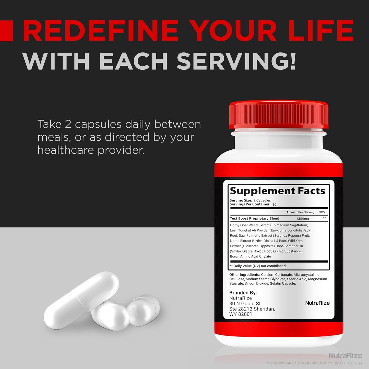 NutraRize PrimalLift Pills for Men - All Natural Male Performance Support (60 Capsules)