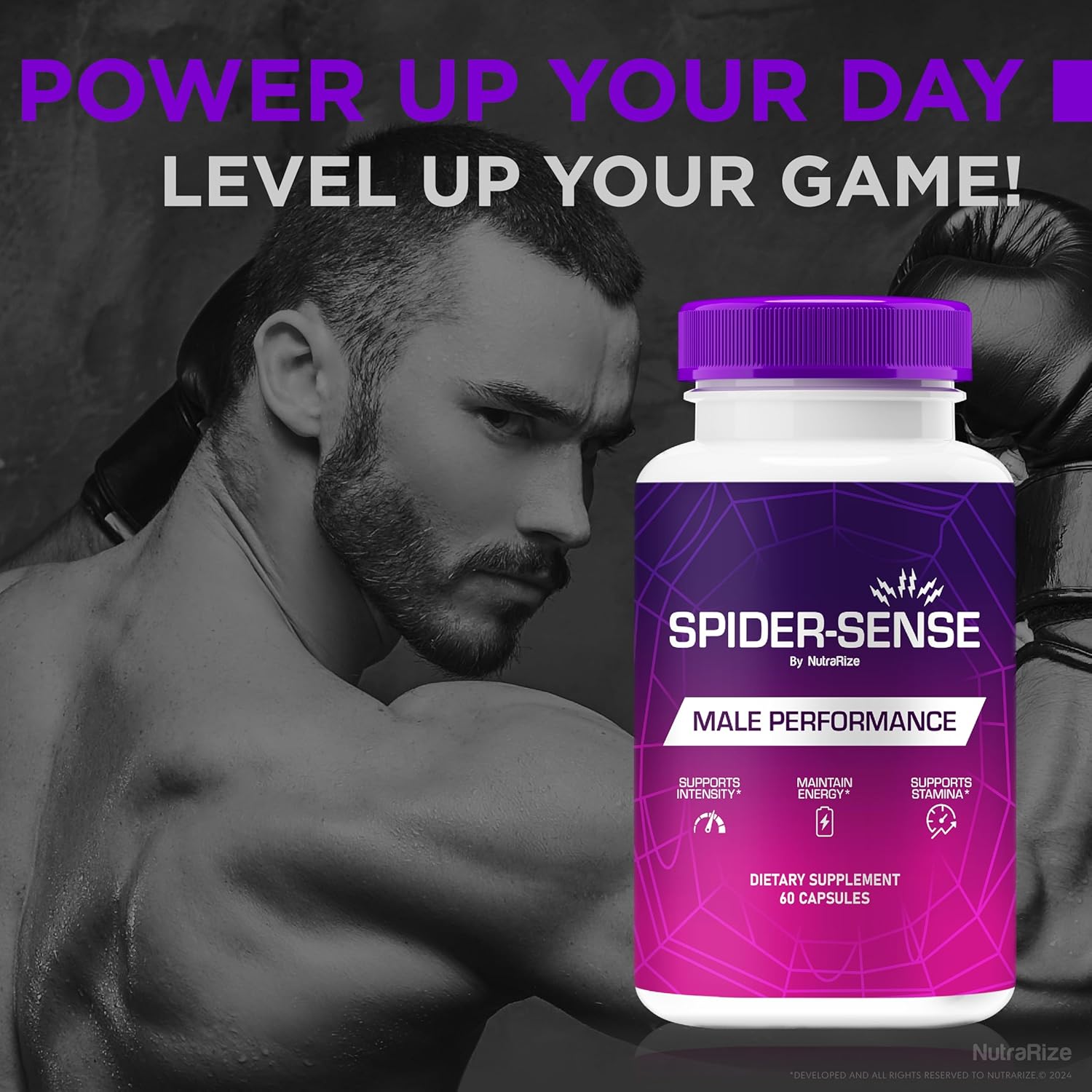 NutraRize Spider-Sense Pills for Men - All-Natural Energy and Stamina Capsules (60 Capsules)