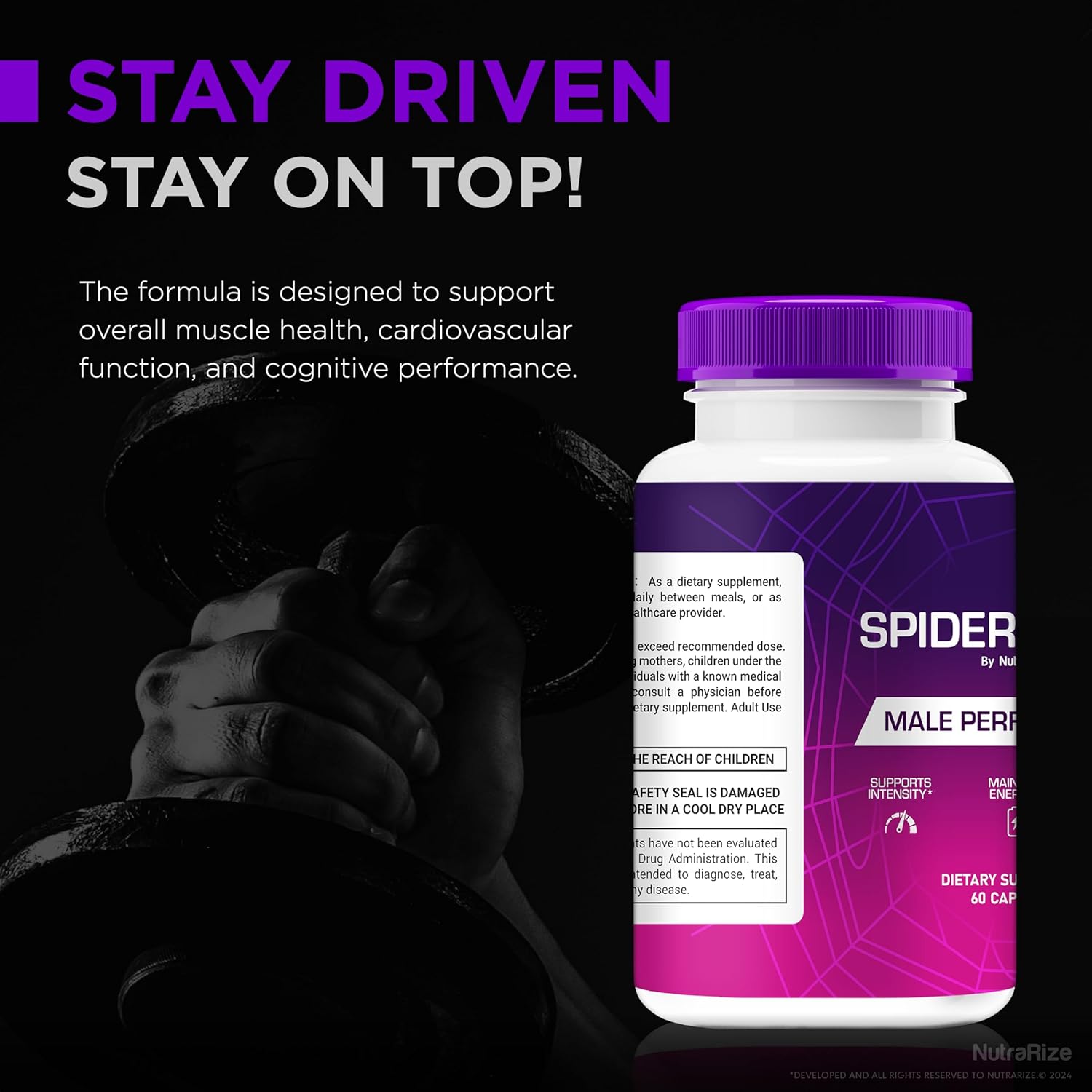 NutraRize Spider-Sense Pills for Men - All-Natural Energy and Stamina Capsules (60 Capsules)