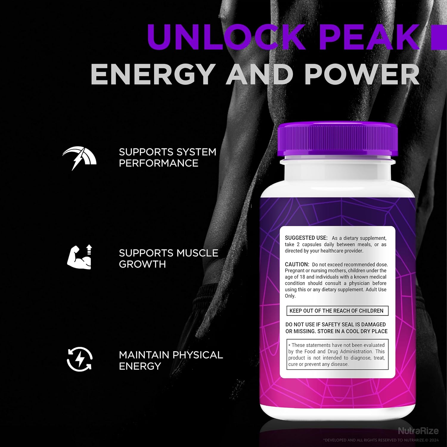 NutraRize Spider-Sense Pills for Men - All-Natural Energy and Stamina Capsules (60 Capsules)