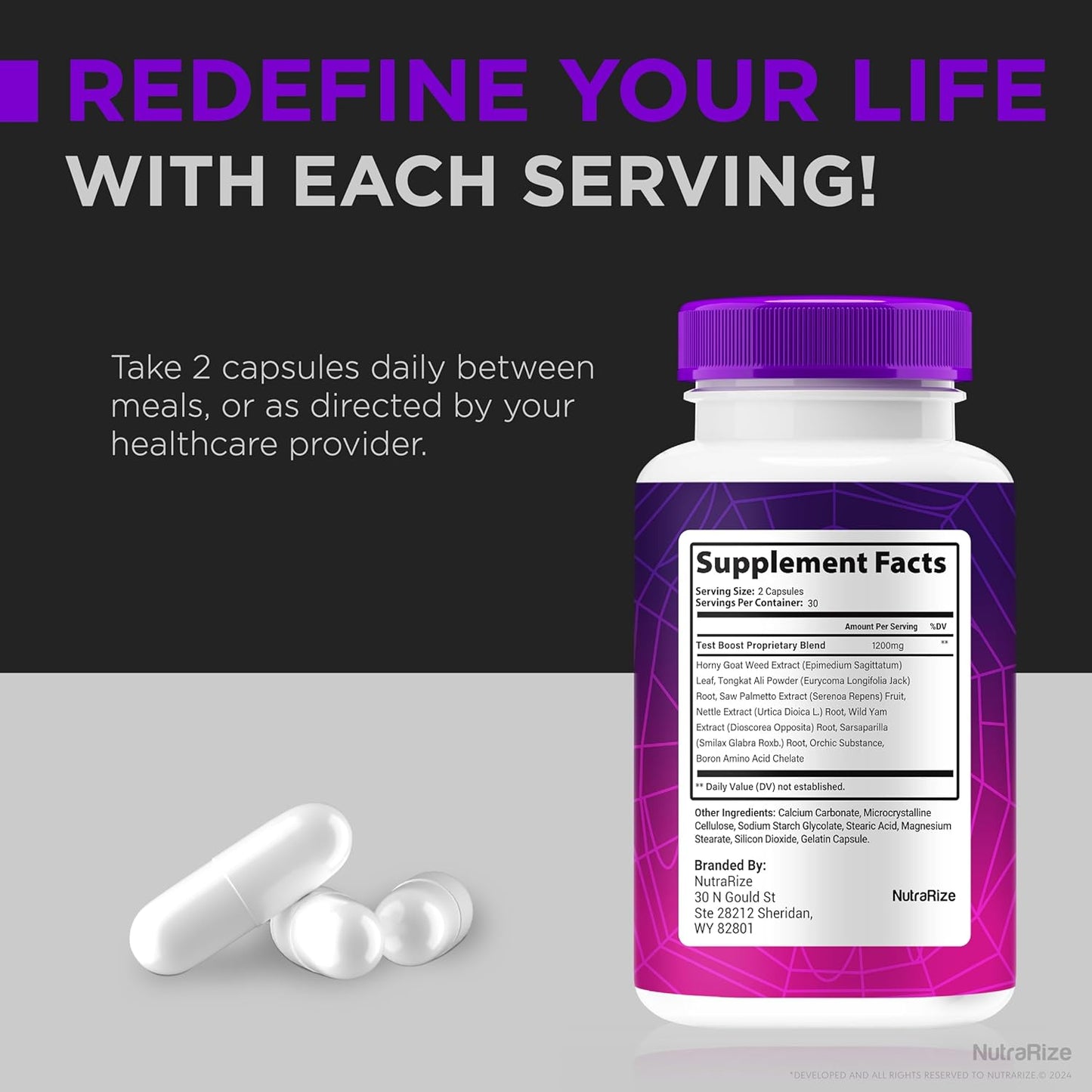 NutraRize Spider-Sense Pills for Men - All-Natural Energy and Stamina Capsules (60 Capsules)