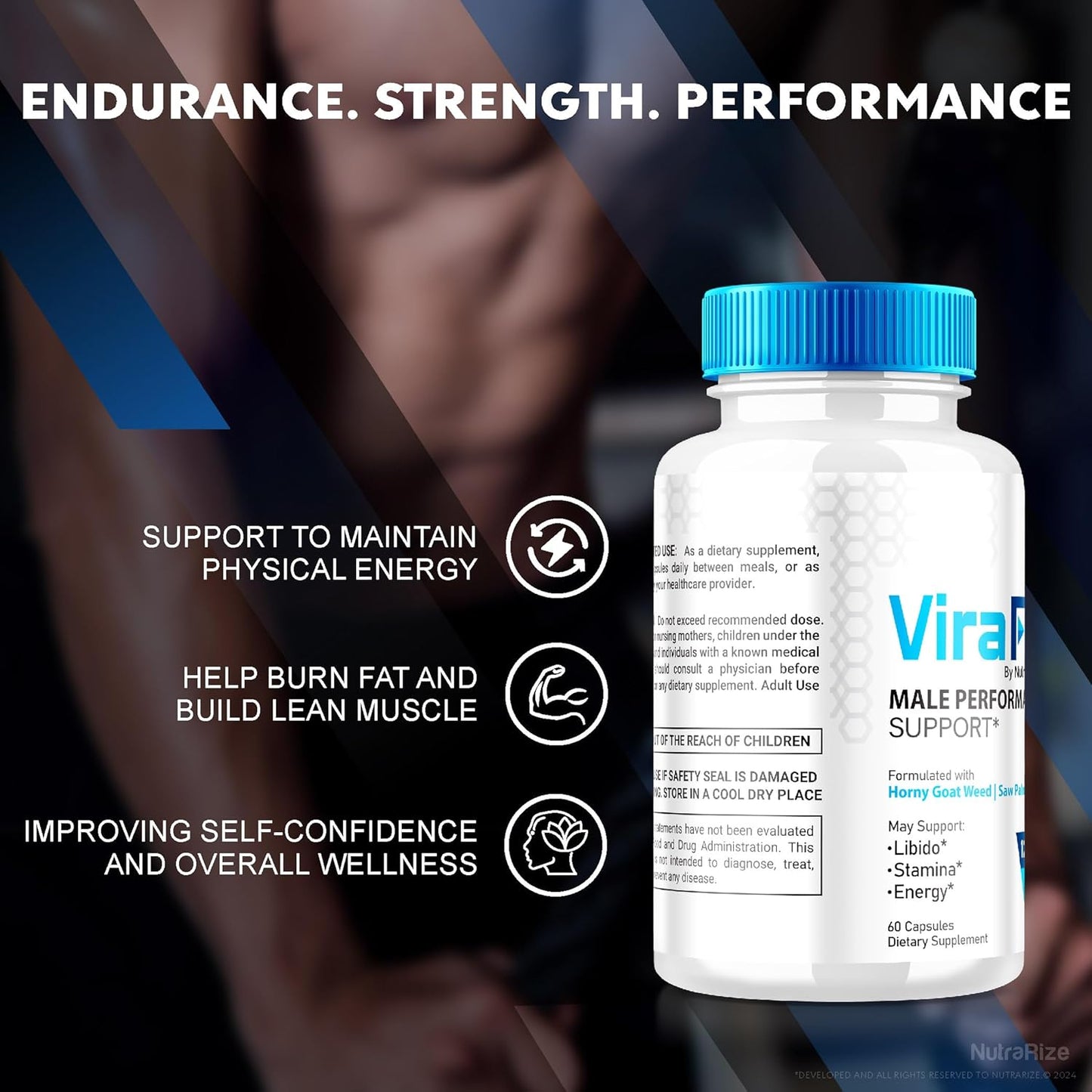 NutraRize ViraFlexx for Men Pro Capsules 500mg - Pack of 3, Natural Male Performance Support Supplement, Overall Health Boost