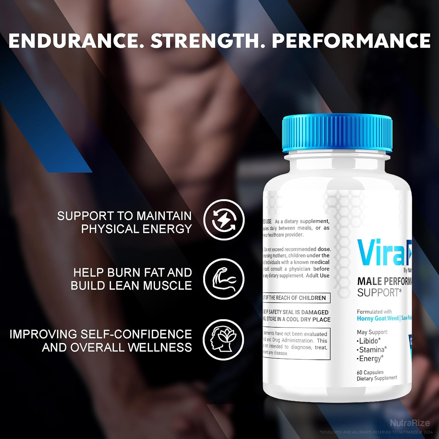 NutraRize ViraFlexx for Men Pro Capsules 500mg - Pack of 3, Natural Male Performance Support Supplement, Overall Health Boost