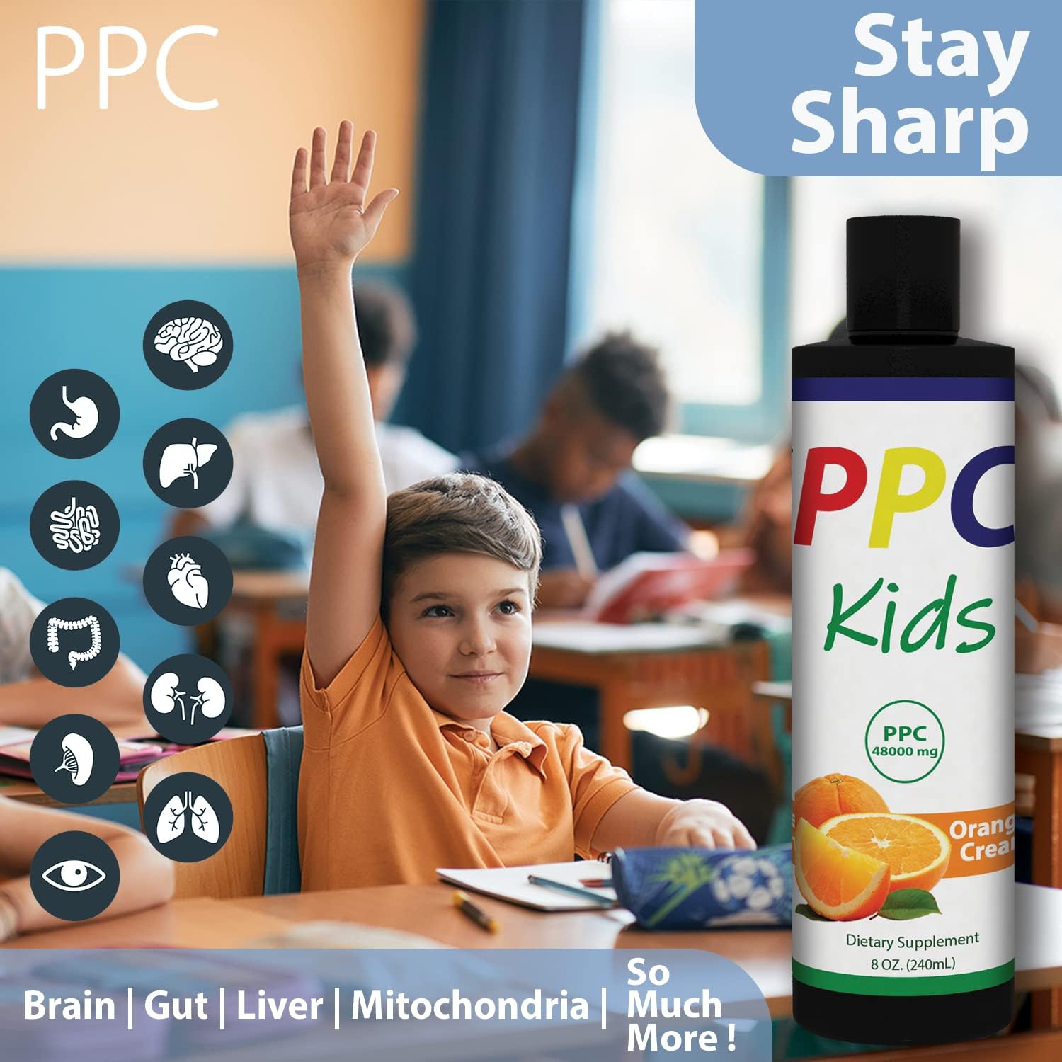 Nutrasal PhosChol PPC 1000mg Liquid Choline Supplement for Kids - 8 oz Bottle