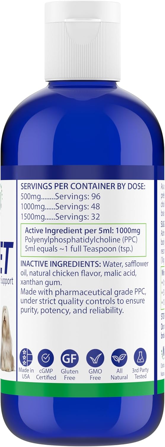 Nutrasal PPC-Vet Polyunsaturated Phosphatidylcholine Liver and Brain Health Supplement for Cats and Dogs - 8 oz Liquid