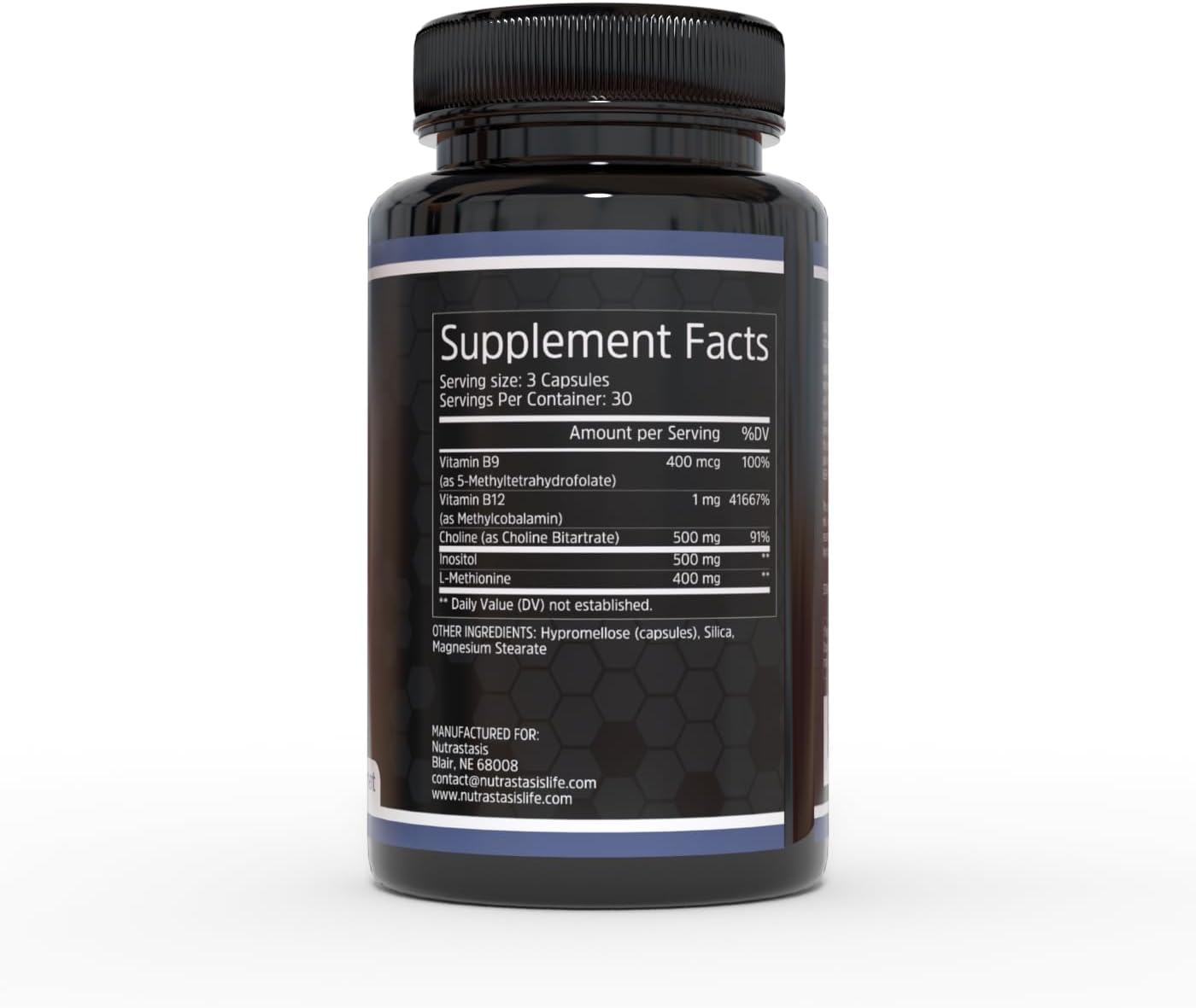 Nutrastasis Lipotropic Complex - Liver Support, Detox, Metabolism Boost, Weight Loss - Methylated B12, B9, Inositol Choline Methionine - Hormone Balance