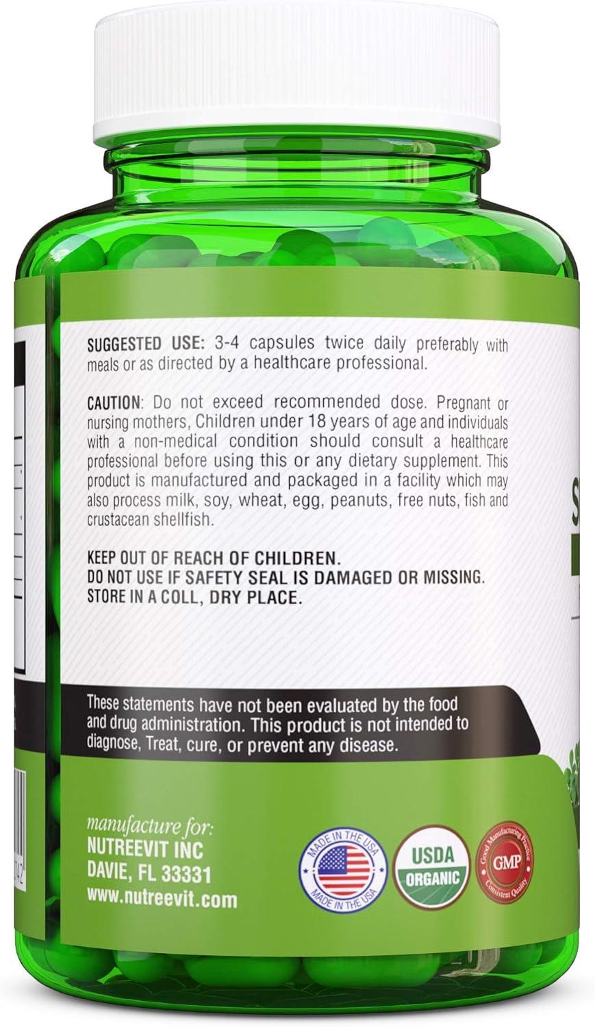 NutreeVit SuperGreens Powder - Spirulina, Chlorella, Wheatgrass - Nutrient-Rich Green Superfood Blend