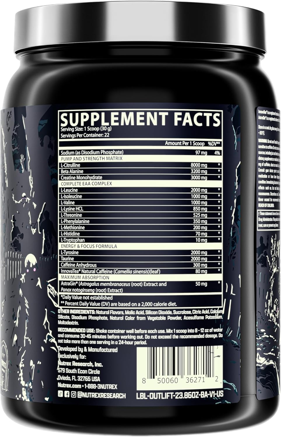 Nutrex Outlift Pre Workout Powder: Clinically Dosed with Creatine, 8G Citrulline, EAA for Energy, Performance, Pump - Preworkout Supplement for Men & Women - Berried Alive - 22 Servings