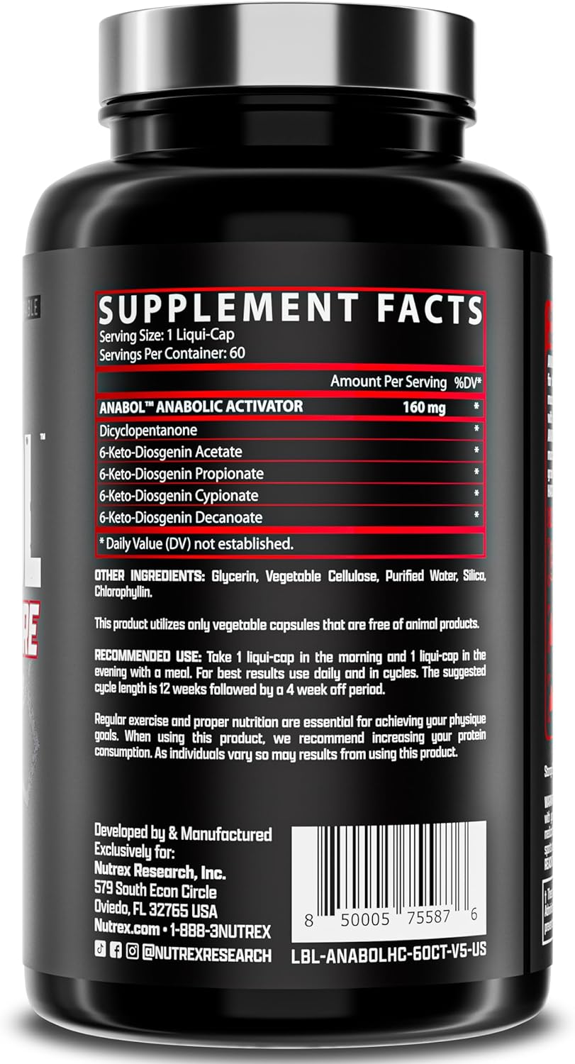 Nutrex Research Anabol Hardcore: Muscle Builder and Hardening Agent, 60 Pills - Anabolic Activator for Strength