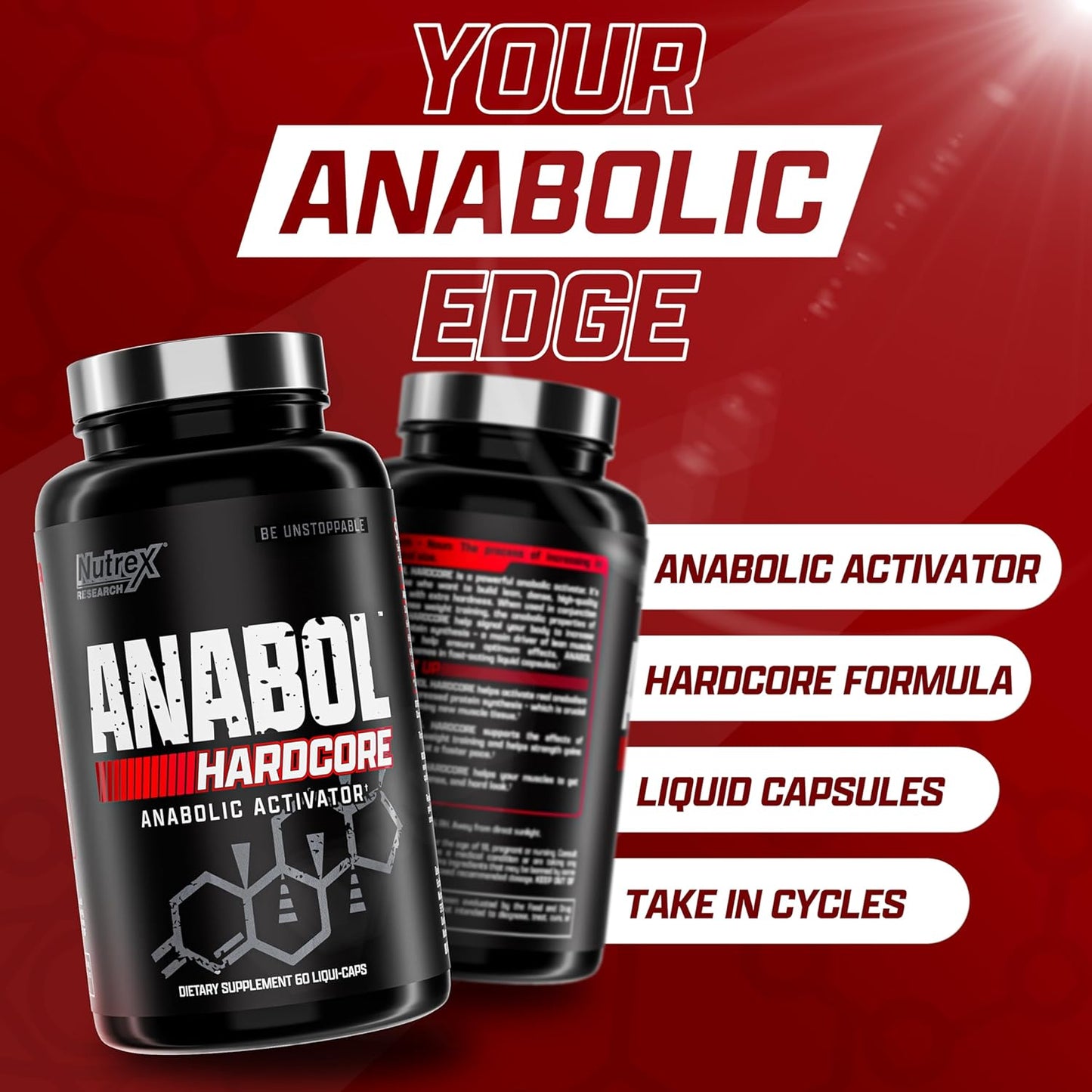 Nutrex Research Anabol Hardcore: Muscle Builder and Hardening Agent, 60 Pills - Anabolic Activator for Strength