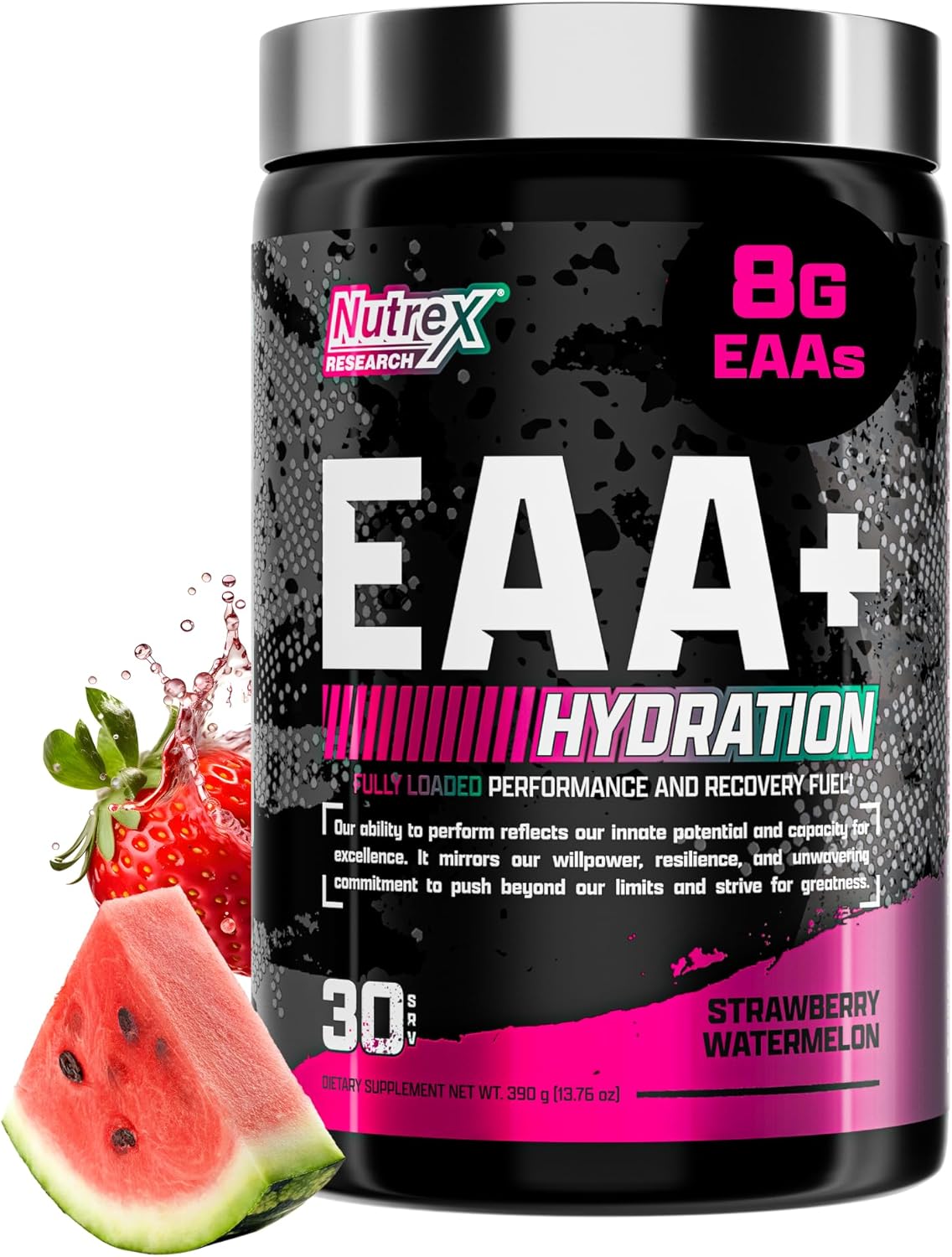 Nutrex Research EAA Hydration: Essential Amino Acids + Electrolytes for Muscle Recovery, Strength, and Endurance - Strawberry Watermelon Flavor - 30 Servings