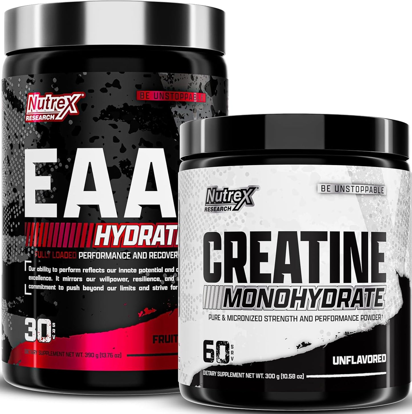 Nutrex Research EAA Hydration Fruit Punch & Creatine Monohydrate Powder - Ultimate Performance Supplement