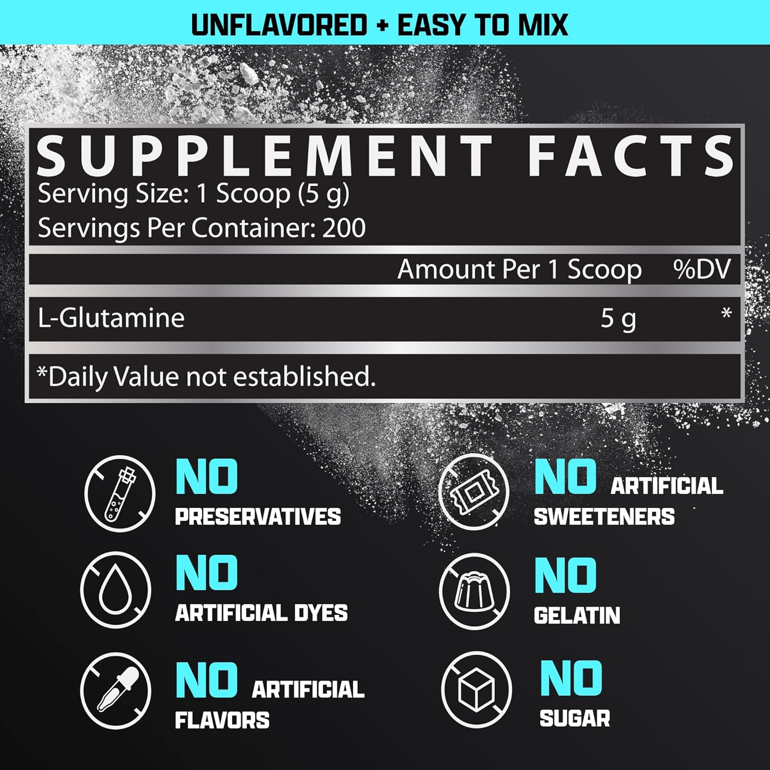 Nutrex Research L-Glutamine Powder - 1000g, 200 Servings, Unflavored Supplement