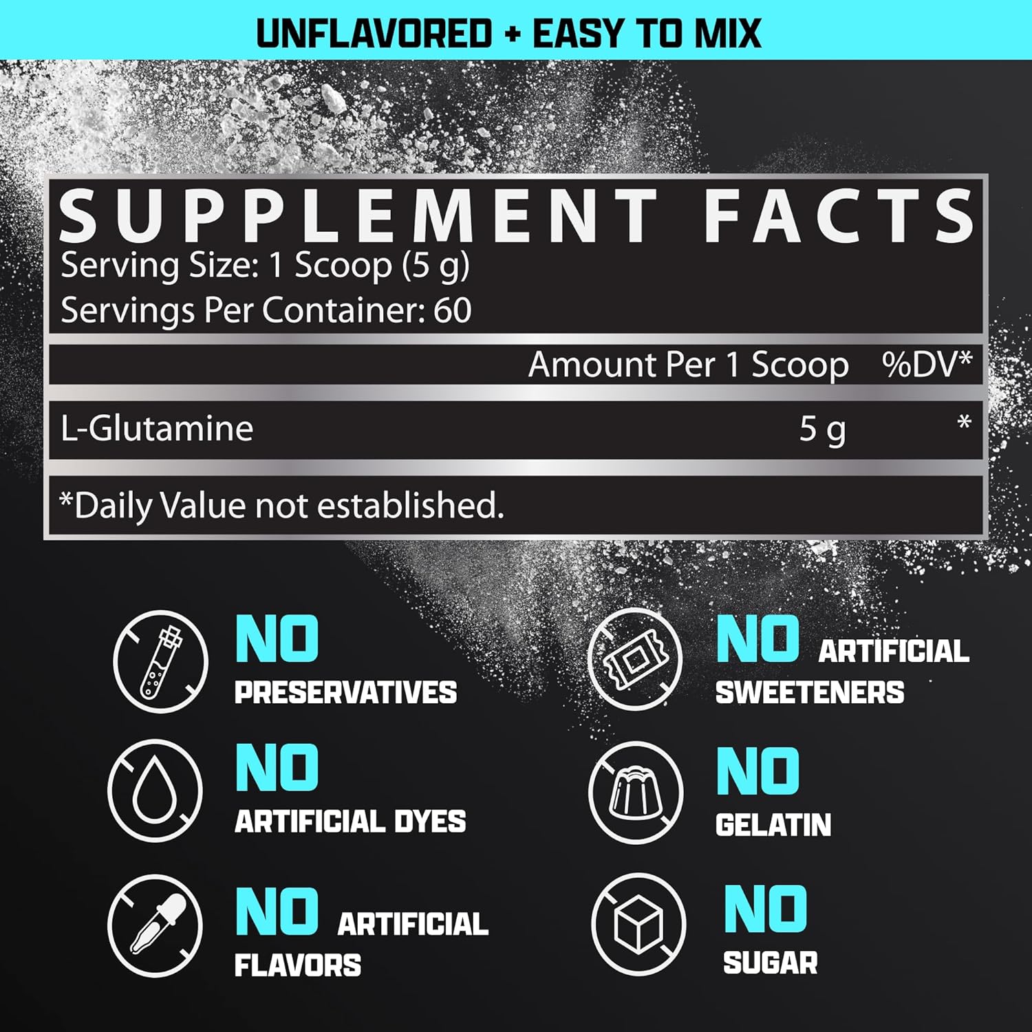 Nutrex Research L-Glutamine Powder - 300g Pure Unflavored, 60 Servings