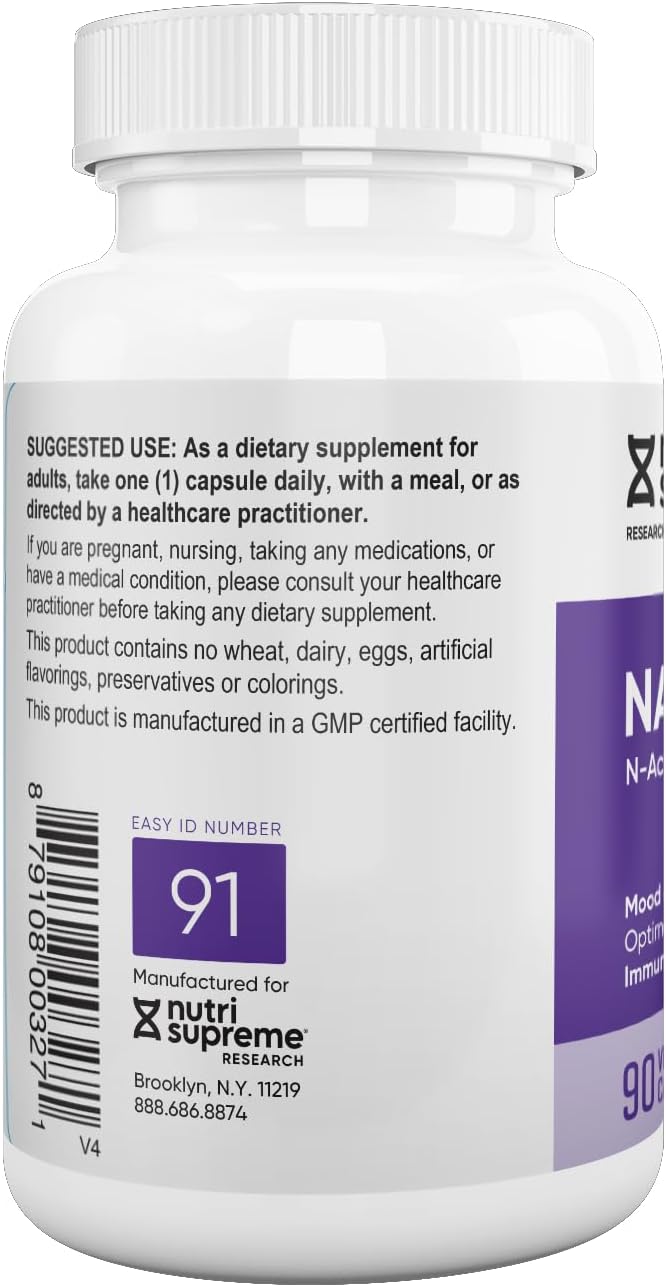 Nutri-Supreme NAC 600mg Dietary Supplement Capsules for Liver and Immune Support