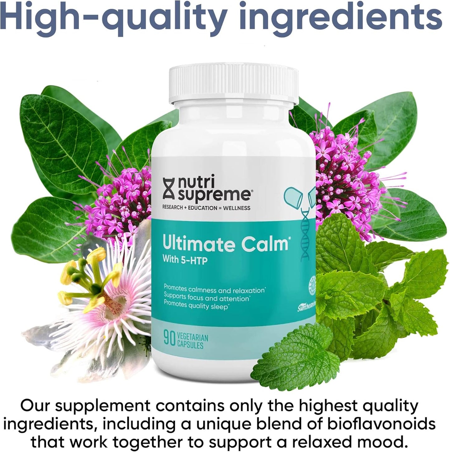 Nutri-Supreme Ultimate Calm with 5-HTP for Quality Sleep - Natural Mood Support - 90 Capsules