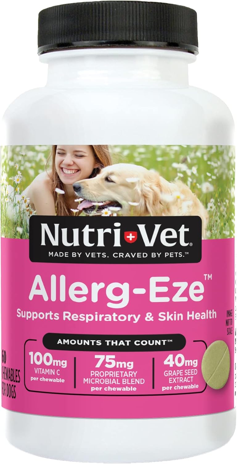 Nutri-Vet Allerg-Eze Chewables for Dogs - Antioxidants and Omega-3s - Supports Respiratory & Skin - 60 Count