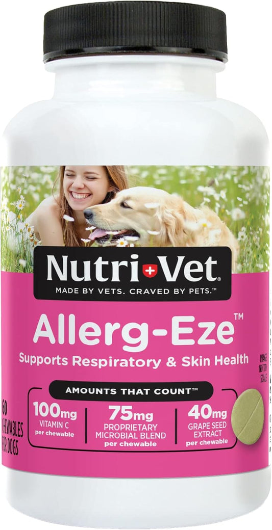 Nutri-Vet Allerg-Eze Chewables for Dogs - Antioxidants and Omega-3s - Supports Respiratory & Skin - 60 Count