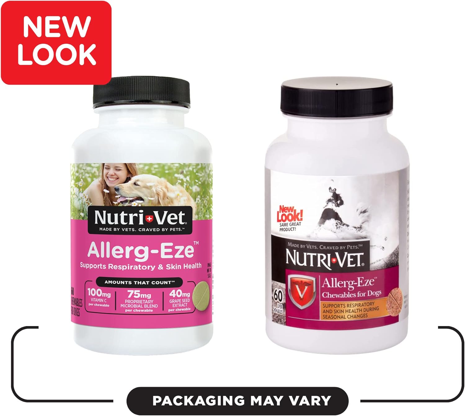 Nutri-Vet Allerg-Eze Chewables for Dogs - Antioxidants and Omega-3s - Supports Respiratory & Skin - 60 Count