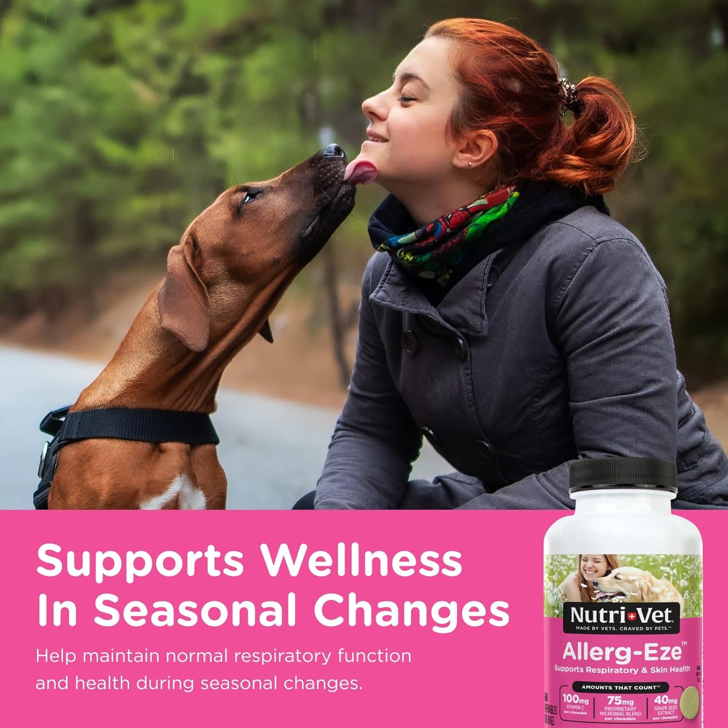 Nutri-Vet Allerg-Eze Chewables for Dogs - Antioxidants and Omega-3s - Supports Respiratory & Skin - 60 Count