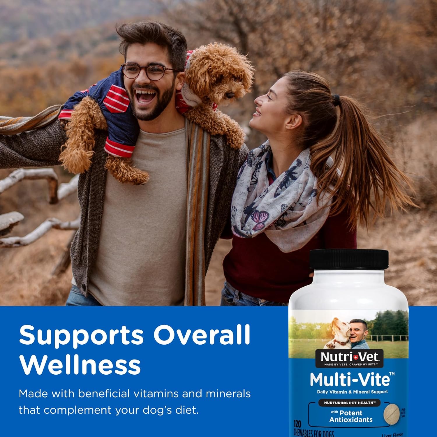 Nutri-Vet Multi-Vite Chewables for Adult Dogs | 120 Count | Daily Vitamins and Minerals for Peak Health
