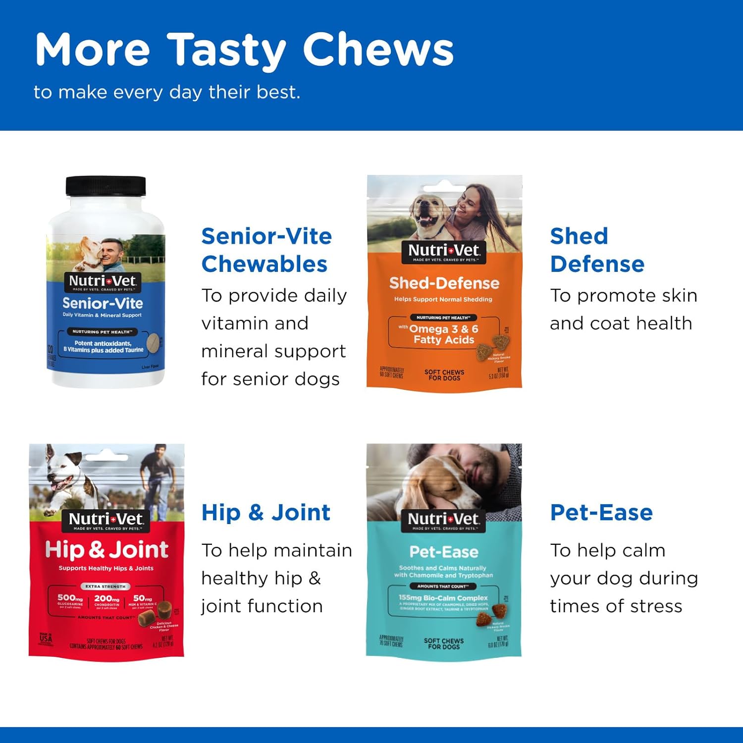 Nutri-Vet Multi-Vite Chewables for Adult Dogs | 120 Count | Daily Vitamins and Minerals for Peak Health