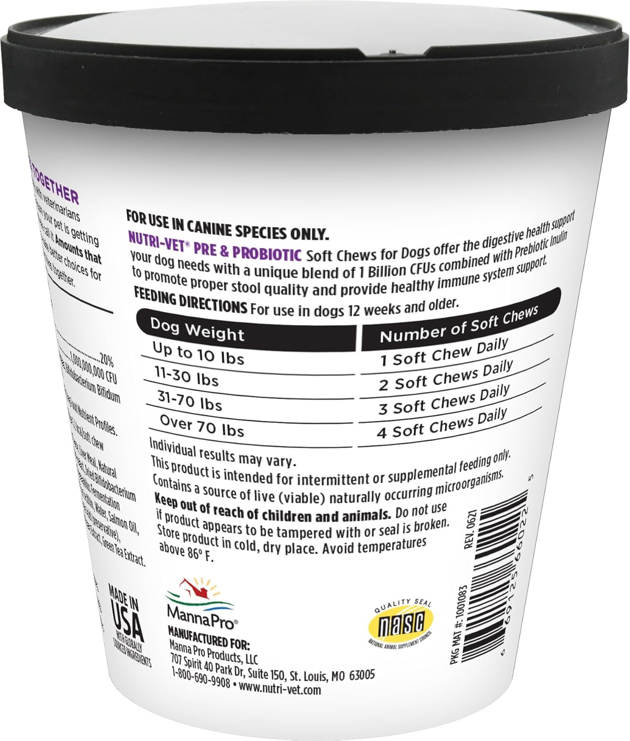 Nutri-Vet Pre and Probiotic Soft Chews for Dogs - 120 Tasty Digestive Health Support Chews