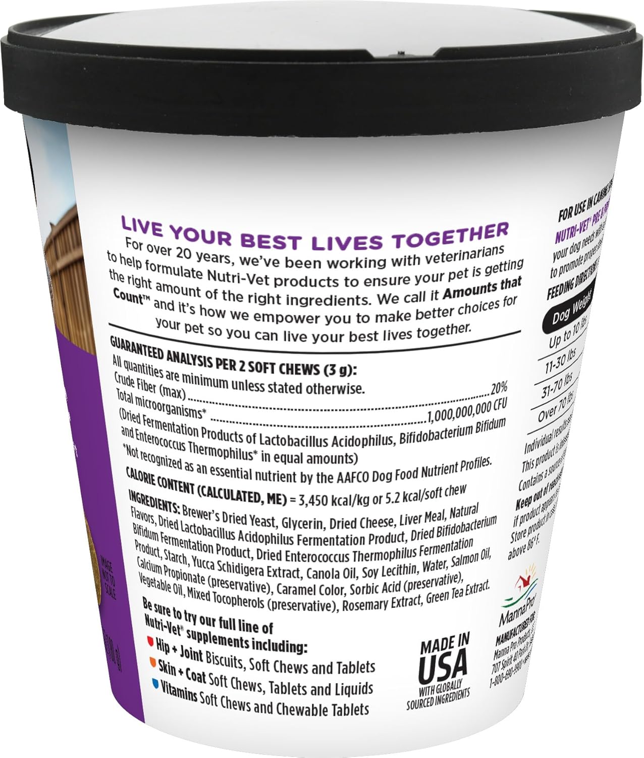 Nutri-Vet Pre and Probiotic Soft Chews for Dogs - 120 Tasty Digestive Health Support Chews