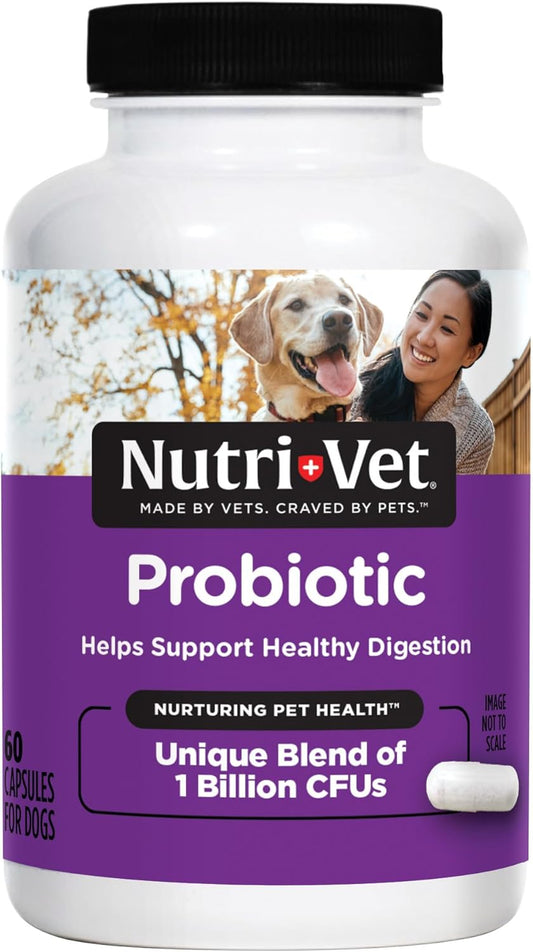 Nutri-Vet Probiotic Capsules for Dogs | Supports Digestive & Immune Health | Vet Formulated | 60 Count