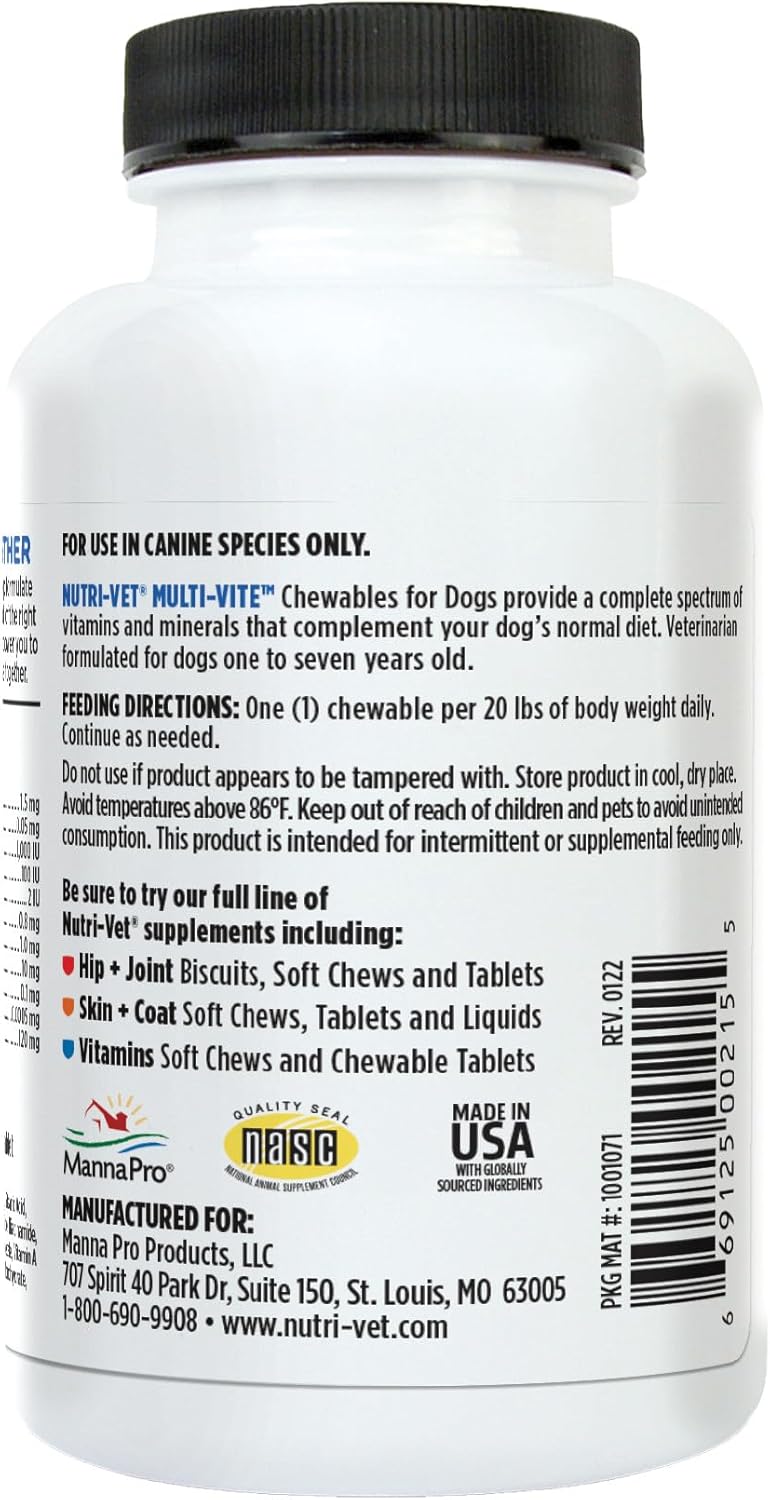 Nutri-Vet Senior Dog Chewable Vitamins - 120 Count - Essential Daily Support for Aging Dogs