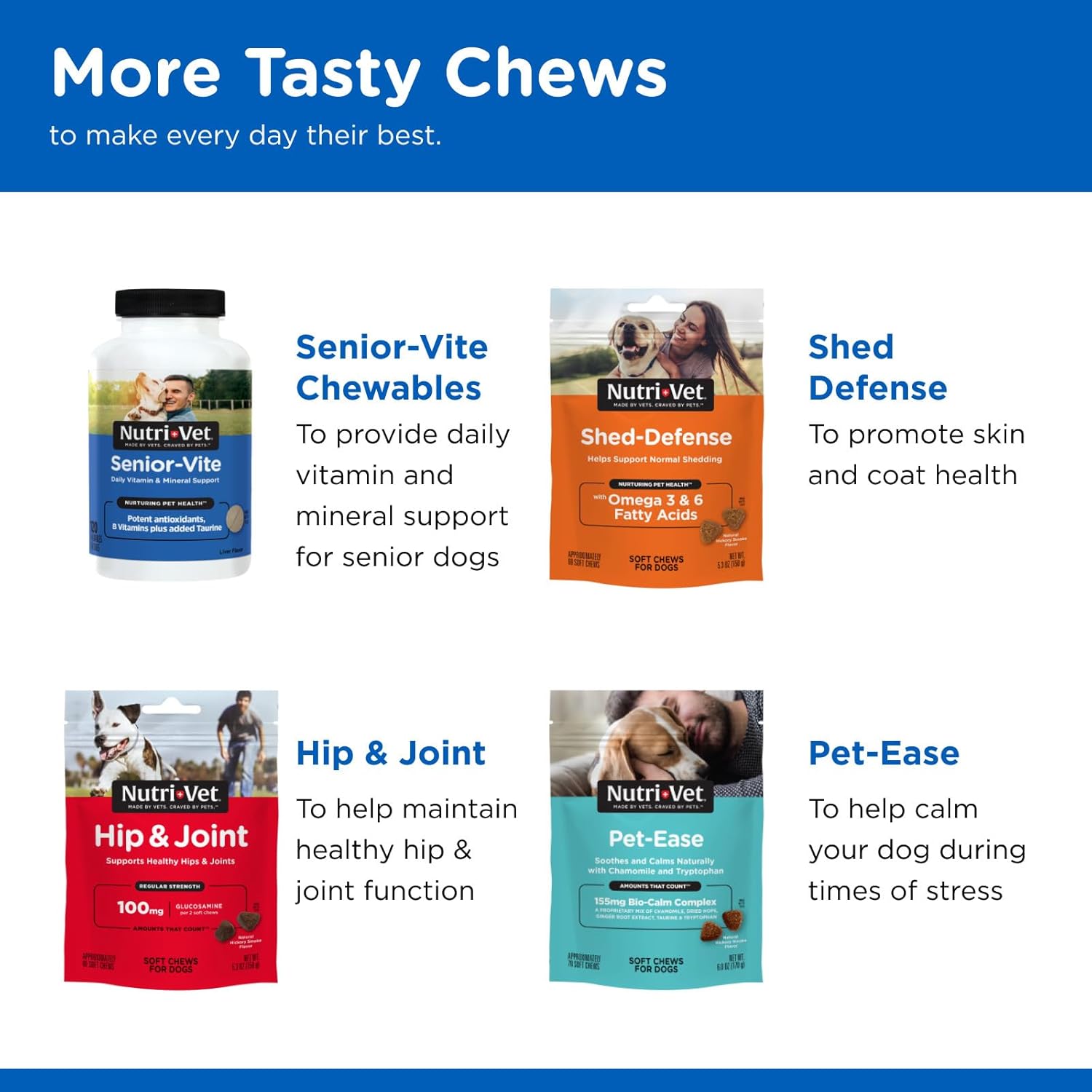 Nutri-Vet Senior Dog Chewable Vitamins - 120 Count - Essential Daily Support for Aging Dogs