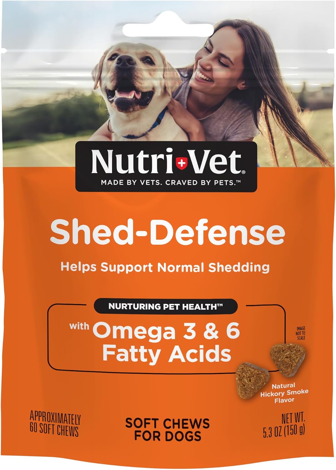 Nutri-Vet Shed Defense Soft Chews for Dogs - 60 Chews - Promotes Healthy Coat and Reduces Shedding