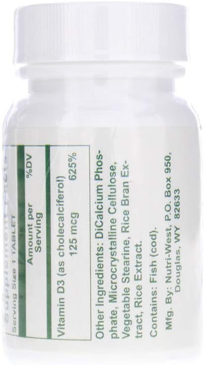 Nutri-West Hi D3 Tablets - 120 Count - Vitamin D Supplement for Overall Wellness and Immune Support
