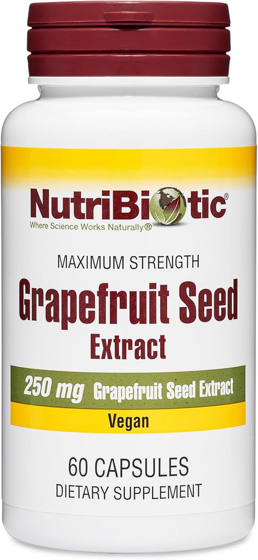 NutriBiotic Grapefruit Seed Extract Capsules 250mg - 60 Count, High Potency with Bioflavonoids