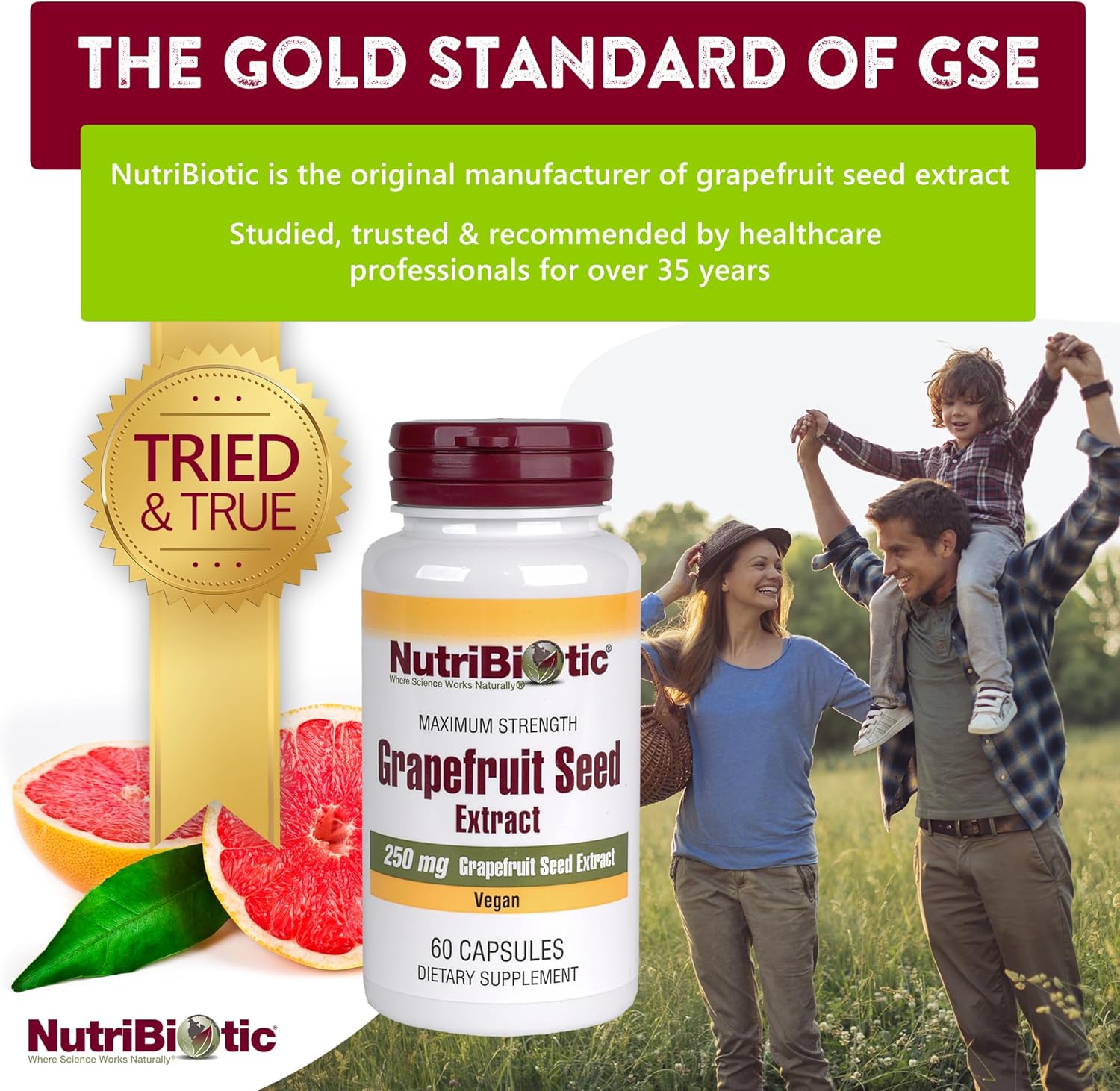 NutriBiotic Grapefruit Seed Extract Capsules 250mg - 60 Count, High Potency with Bioflavonoids