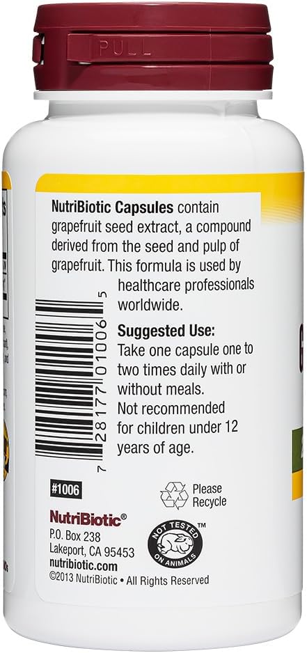 NutriBiotic Grapefruit Seed Extract Capsules 250mg - 60 Count, High Potency with Bioflavonoids