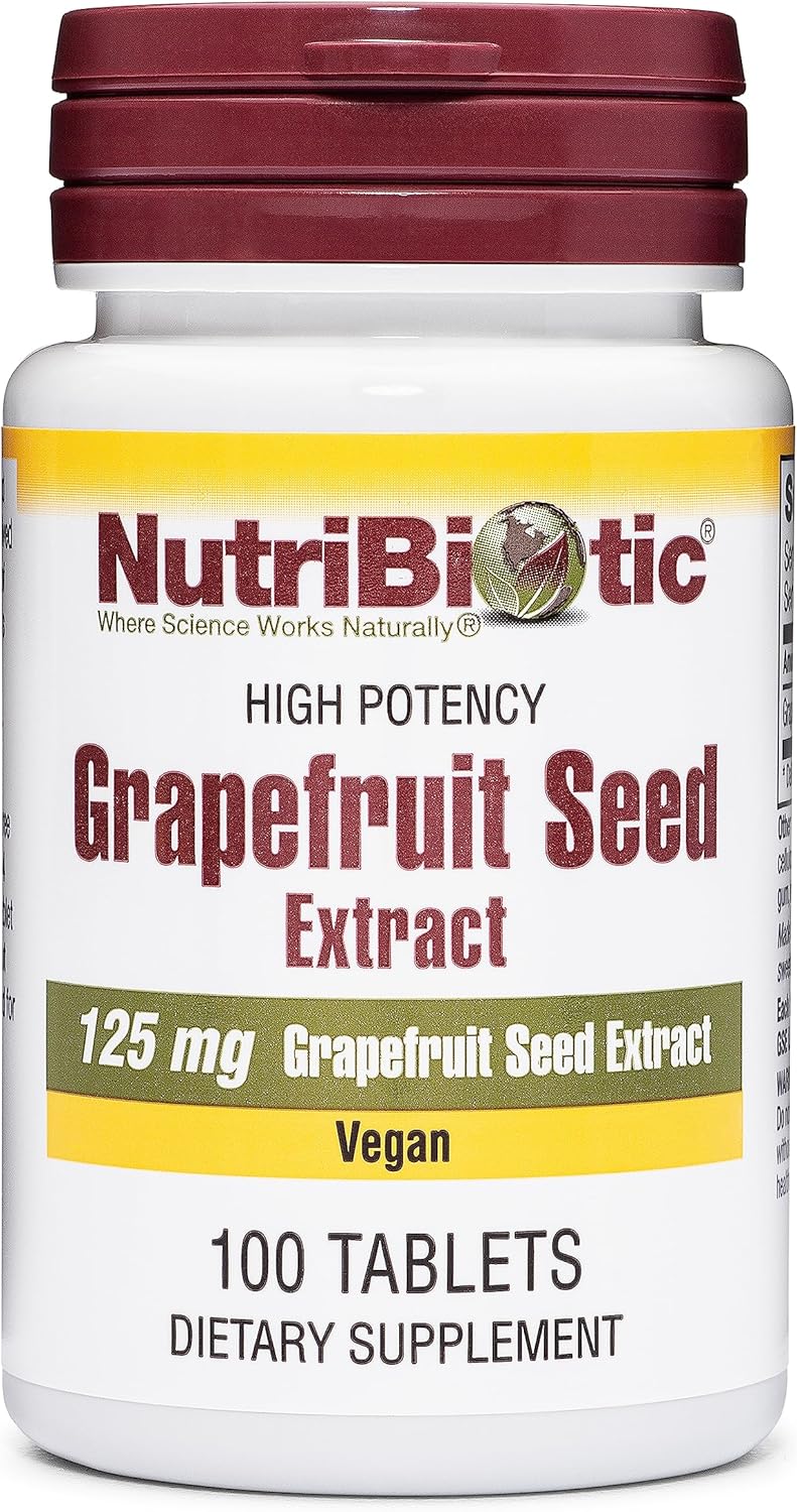 NutriBiotic Grapefruit Seed Extract Tablets 125mg - 100 Count | Premium Grade GSE with Bioflavonoids | Immune & Health Support | Easy to Swallow | Vegan, Gluten Free, Non-GMO