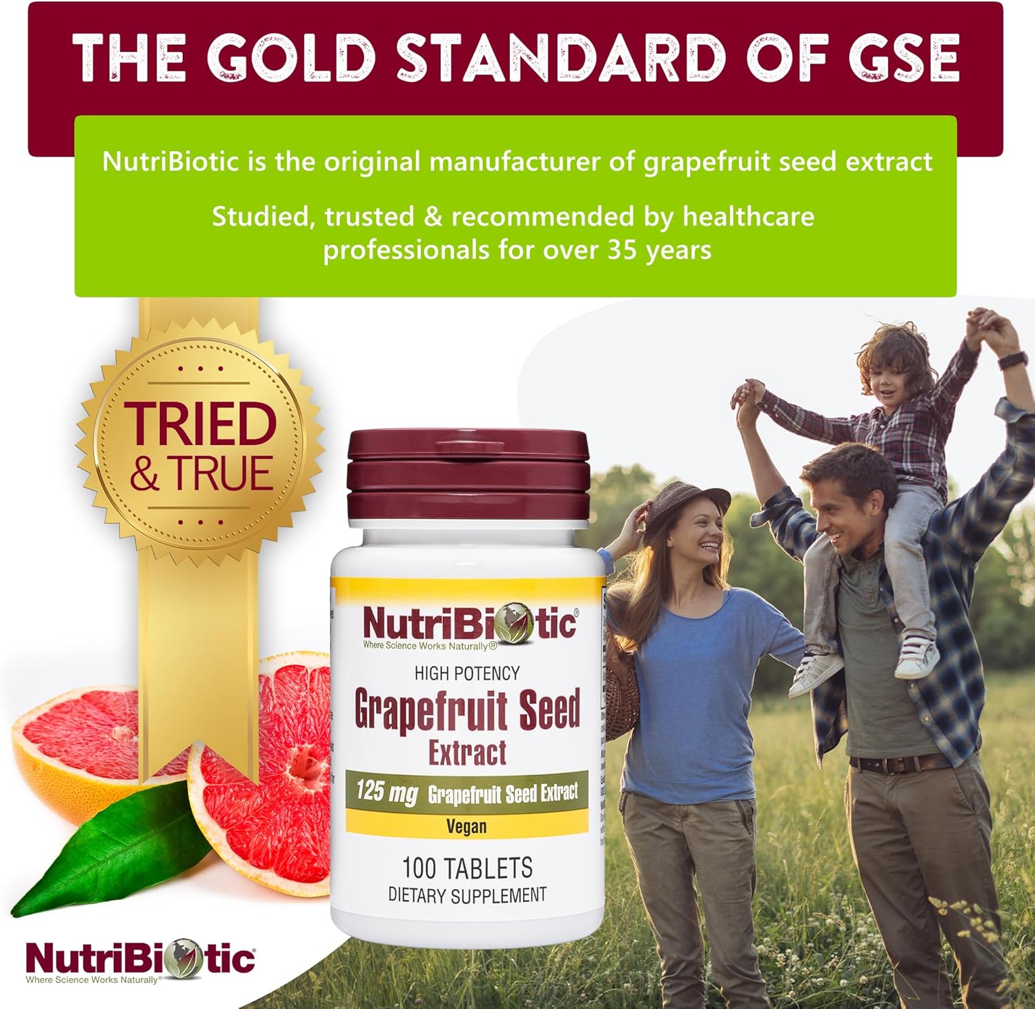 NutriBiotic Grapefruit Seed Extract Tablets 125mg - 100 Count | Premium Grade GSE with Bioflavonoids | Immune & Health Support | Easy to Swallow | Vegan, Gluten Free, Non-GMO